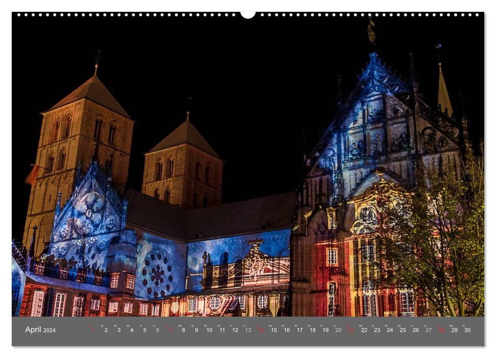 Leuchtendes Münster 2024 - die Metropole Westfalens (CALVENDO Wandkalender 2024)