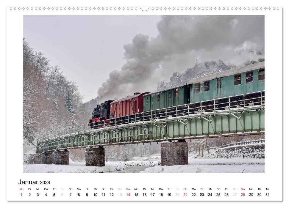 En train vers la Suisse franconienne (calendrier mural CALVENDO 2024) 