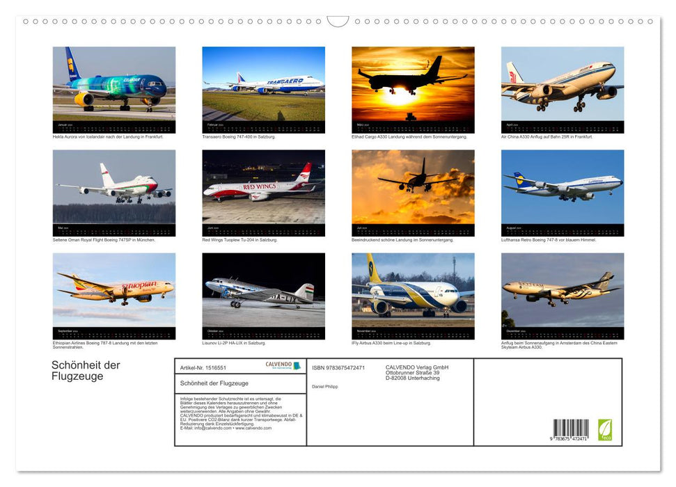 Beauty of Airplanes (CALVENDO Wall Calendar 2024) 