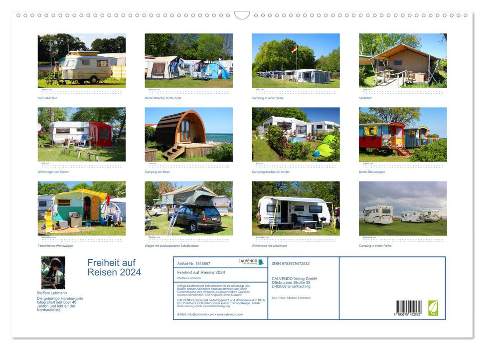 Freiheit auf Reisen 2024. Impressionen vom Camping und Zelten (CALVENDO Wandkalender 2024)