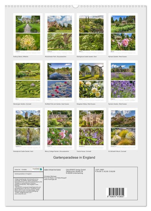 Gartenparadiese in England (CALVENDO Wandkalender 2024)