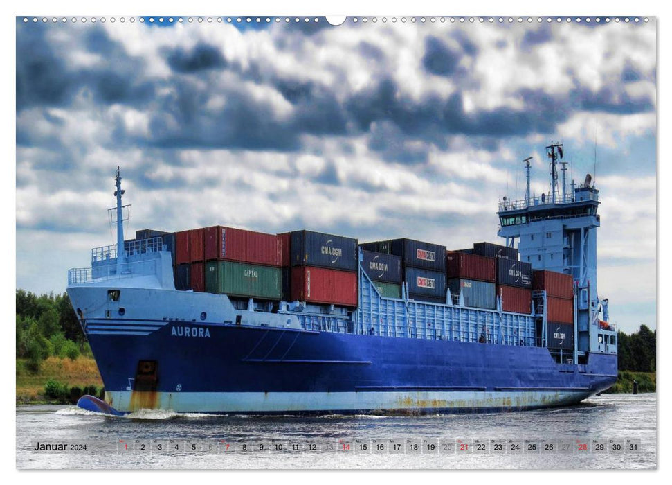 Transportschiffe Giganten der Meere (CALVENDO Premium Wandkalender 2024)