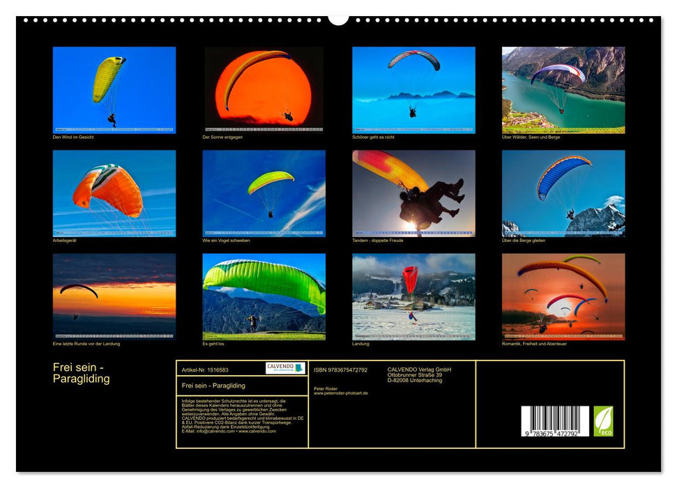 Frei sein - Paragliding (CALVENDO Premium Wandkalender 2024)