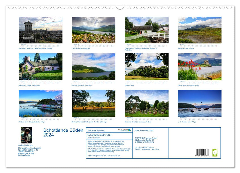 Scotland's South 2024. Impressions between Edinburgh, Loch Ness and Isle of Skye (CALVENDO wall calendar 2024) 