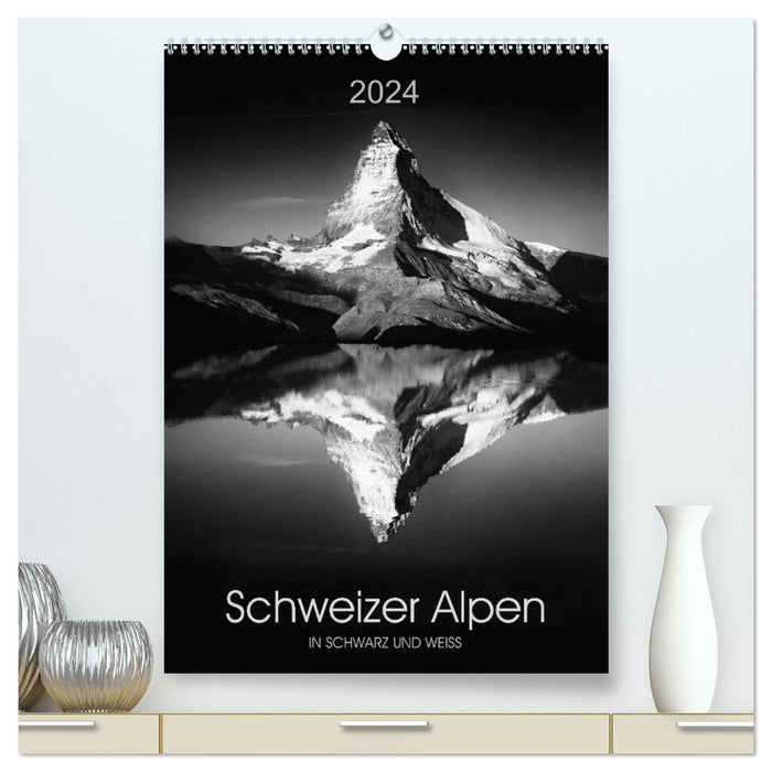 SCHWEIZER ALPEN in Schwarz und Weiß (CALVENDO Premium Wandkalender 2024)