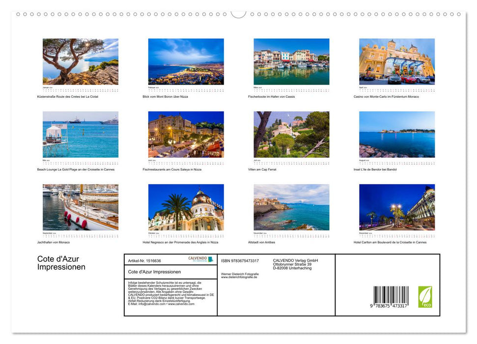 COTE D'AZUR Impressionen (CALVENDO Premium Wandkalender 2024)