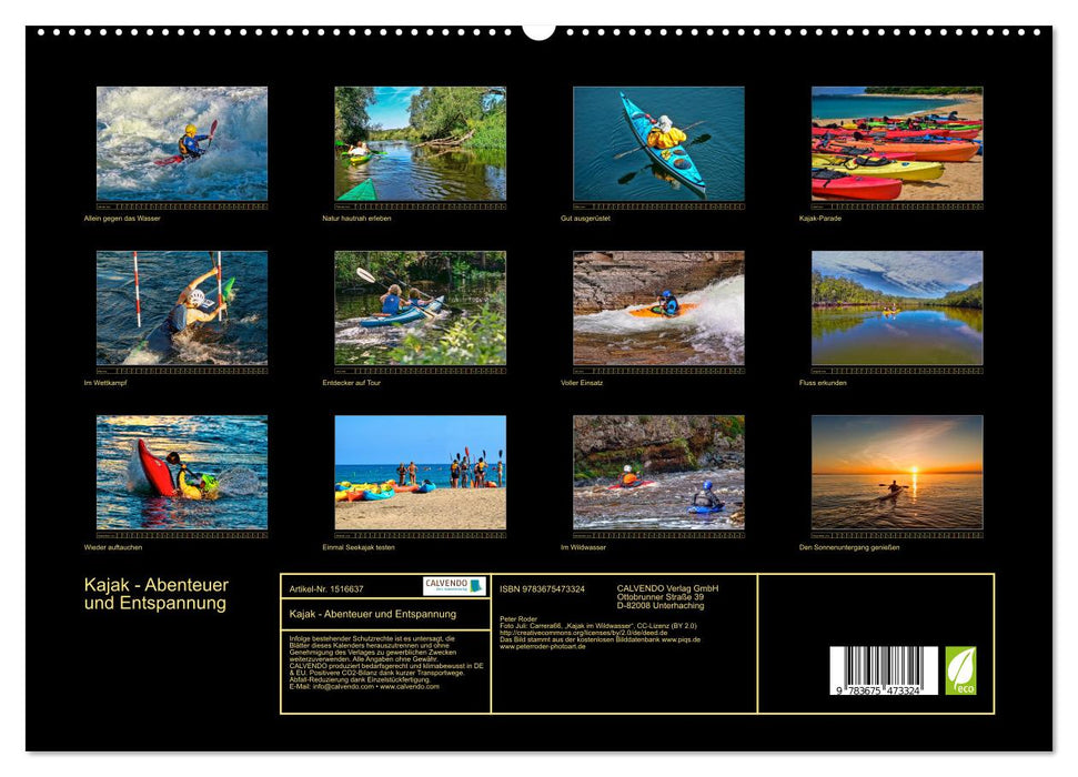 Kajak - Abenteuer und Entspannung (CALVENDO Premium Wandkalender 2024)