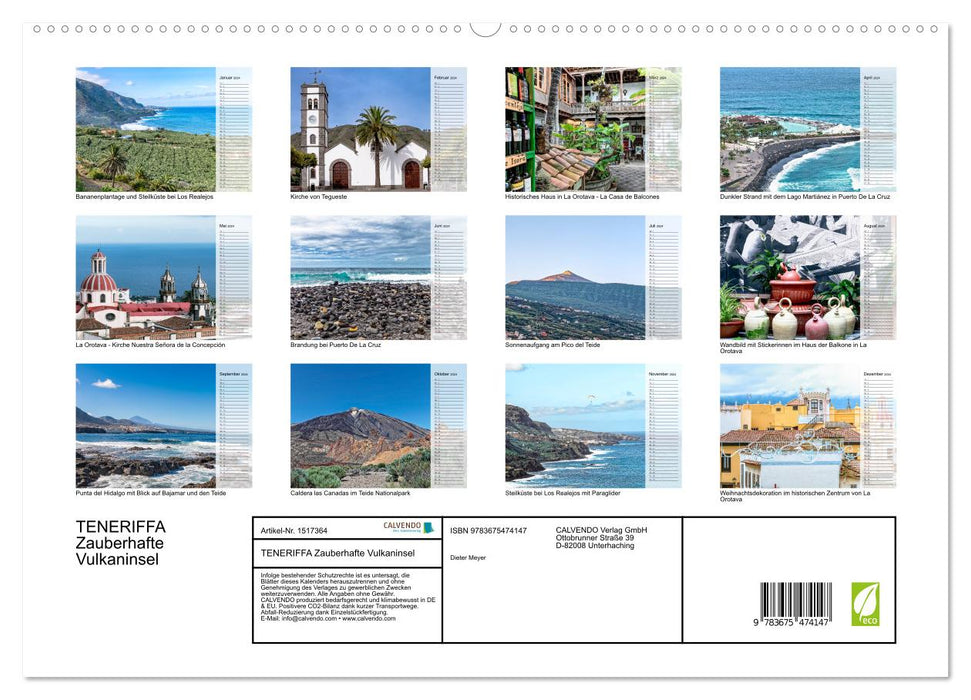TENERIFFA - Zauberhafte Vulkaninsel (CALVENDO Premium Wandkalender 2024)
