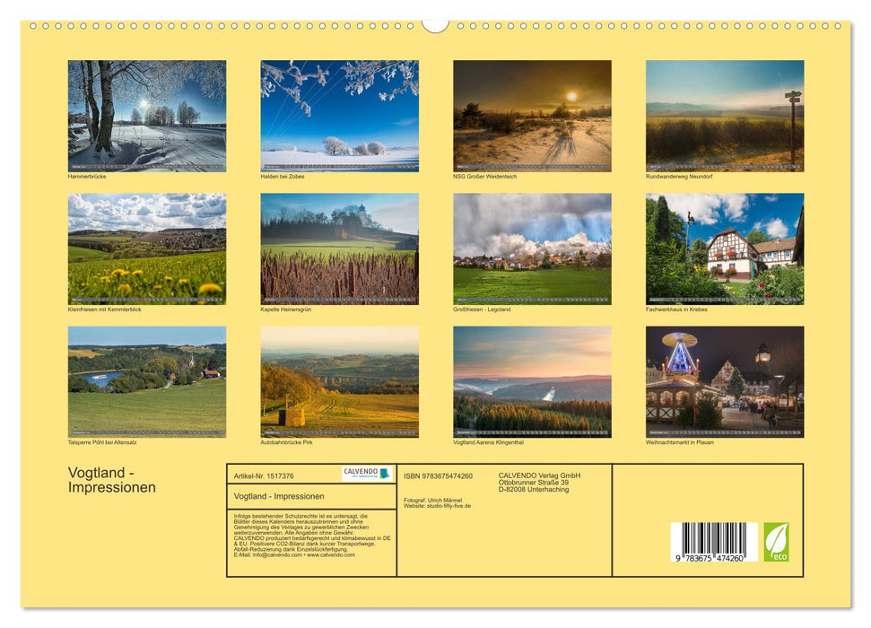 Vogtland - Impressionen (CALVENDO Premium Wandkalender 2024)