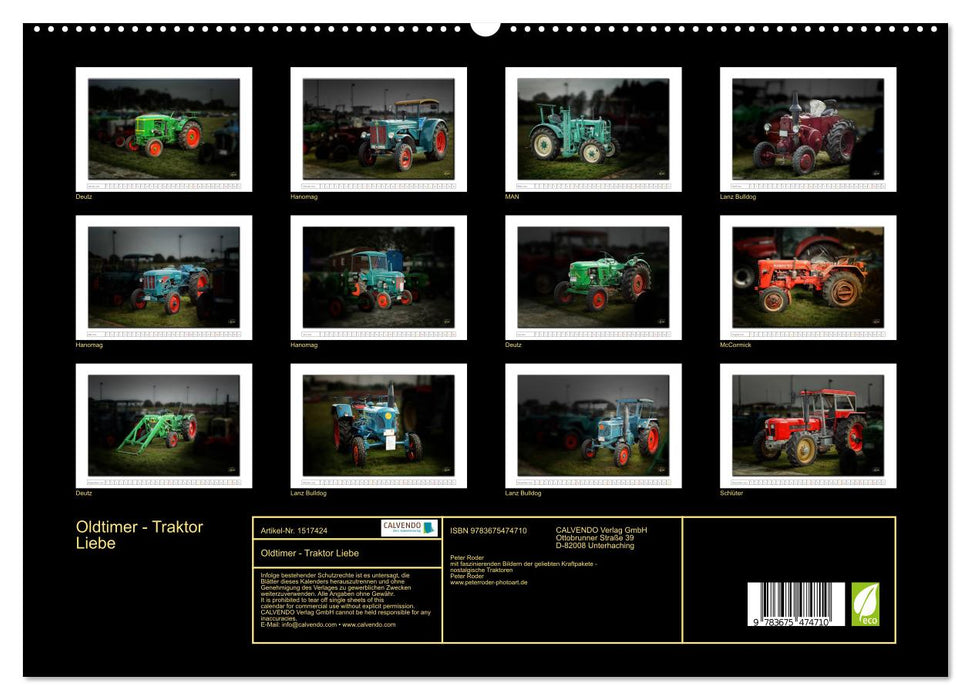 Voiture classique – Tracteur Love (Calvendo Premium Calendrier mural 2024) 