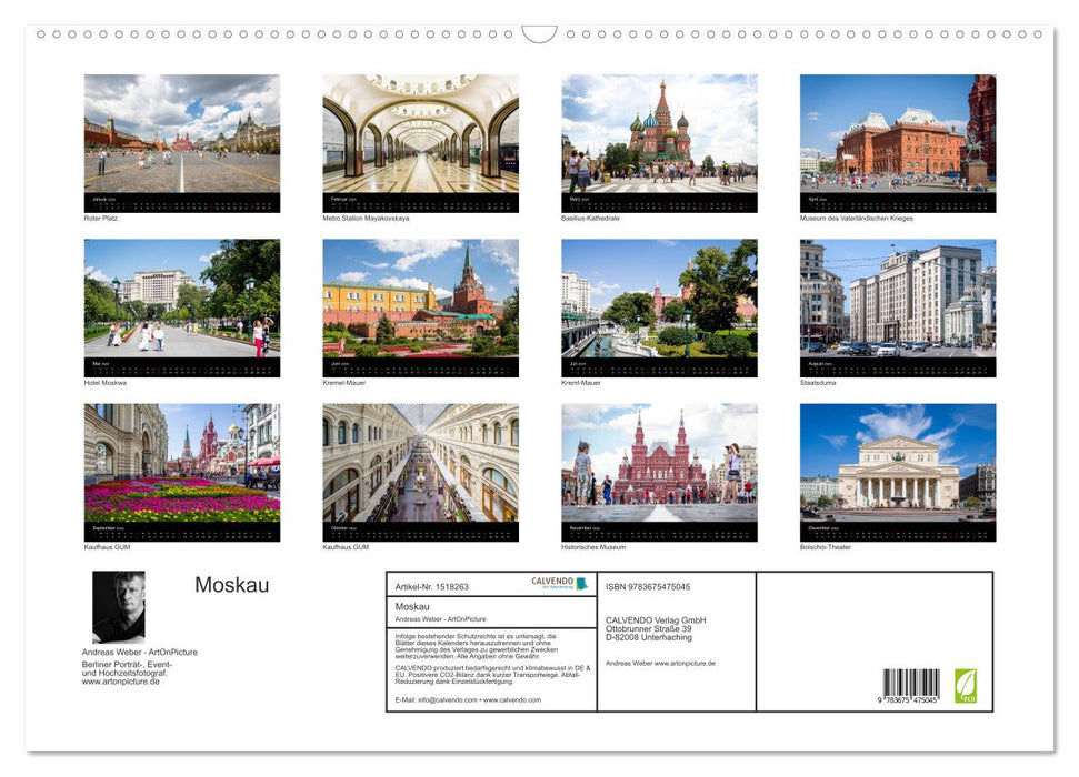 Moskau 2024 (CALVENDO Wandkalender 2024)