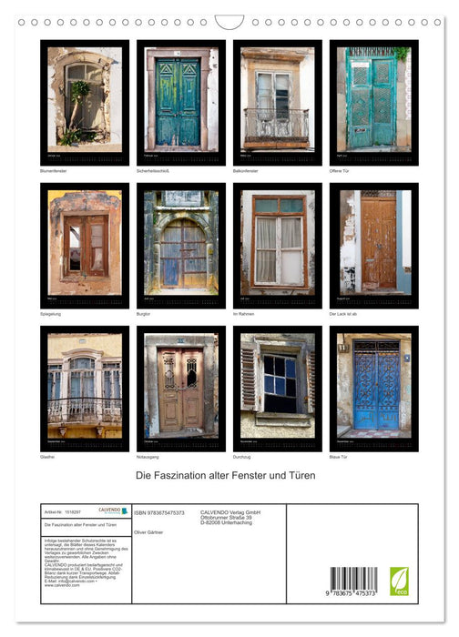 Die Faszination alter Fenster und Türen (CALVENDO Wandkalender 2024)