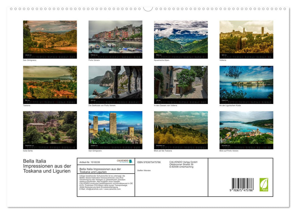 Bella Italia – Impressionen aus der Toskana und Ligurien (CALVENDO Premium Wandkalender 2024)