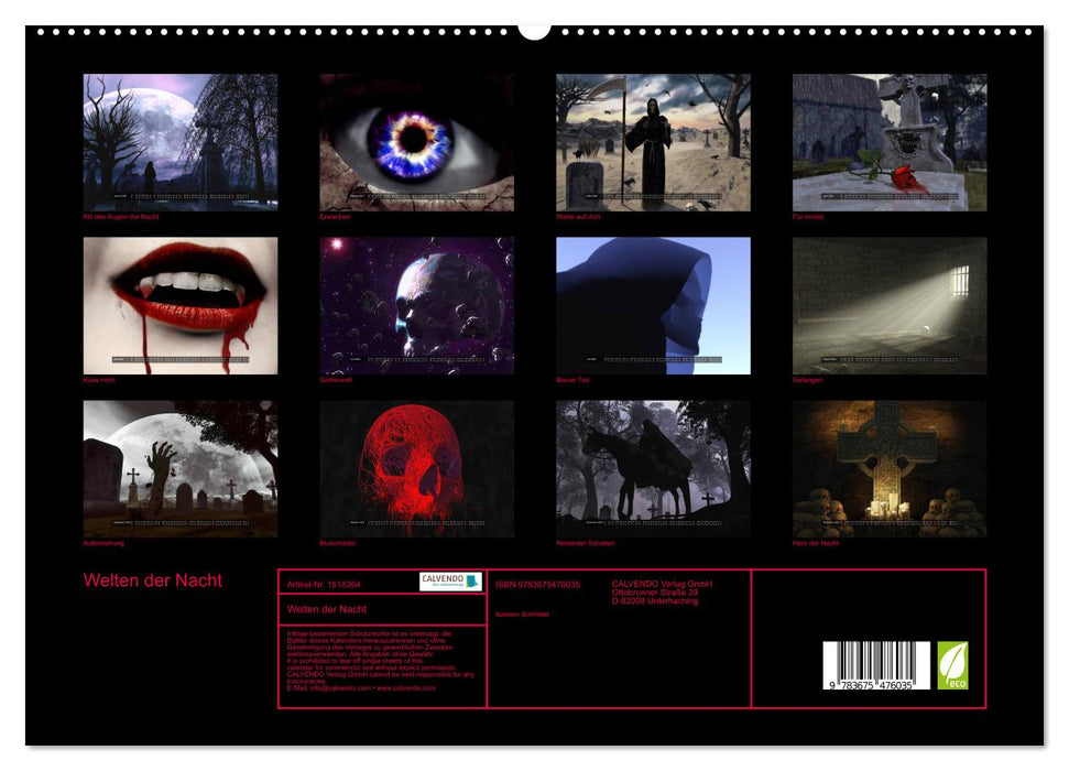Welten der Nacht – Gothic und Dark Art (CALVENDO Premium Wandkalender 2024)