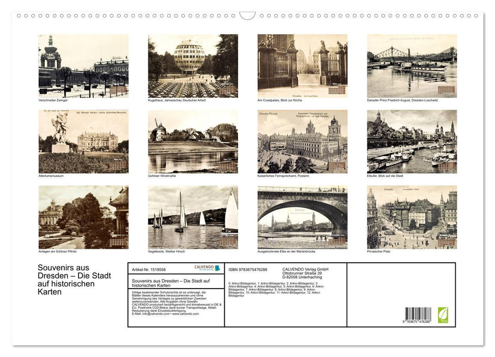 Souvenirs aus Dresden – Die Stadt auf historischen Karten (CALVENDO Wandkalender 2024)