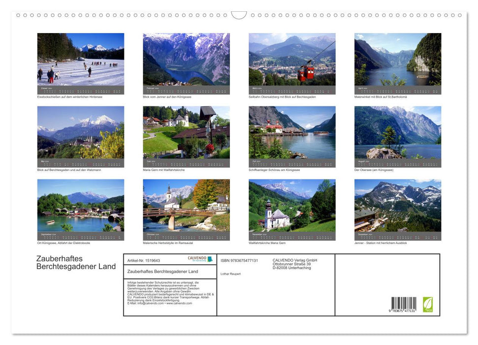 Zauberhaftes Berchtesgadener Land (CALVENDO Wandkalender 2024)