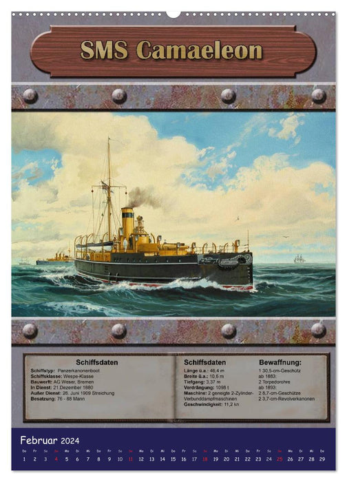 Die kaiserliche Marine 1871 - 1918 (CALVENDO Wandkalender 2024)