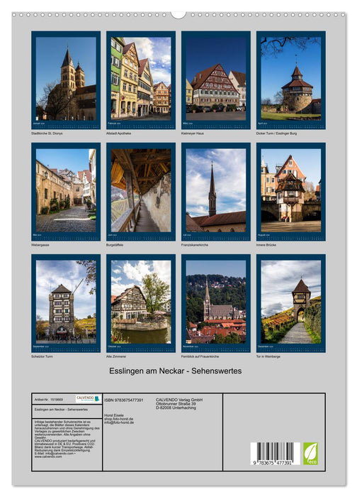 Esslingen am Neckar - Sehenswertes (CALVENDO Premium Wandkalender 2024)