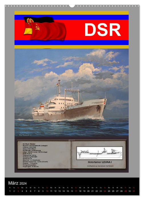 Heimathafen Rostock - Schiffe der Deutschen Seereederei (CALVENDO Wandkalender 2024)