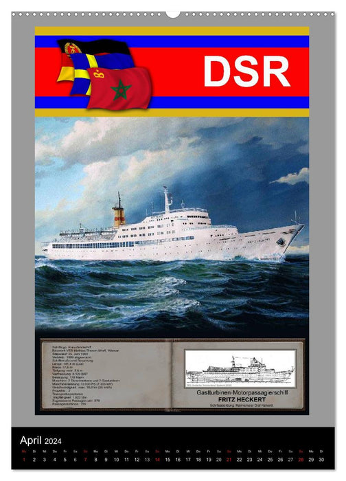 Heimathafen Rostock - Schiffe der Deutschen Seereederei (CALVENDO Wandkalender 2024)