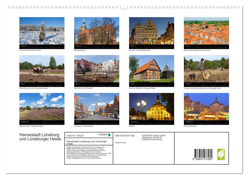 Ville hanséatique de Lunebourg et lande de Lunebourg (Calvendo Premium Wall Calendar 2024) 