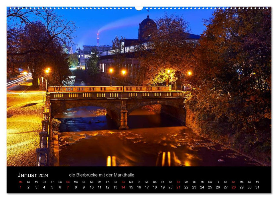 Chemnitz/Sachsen zur blauen Stunde (CALVENDO Wandkalender 2024)