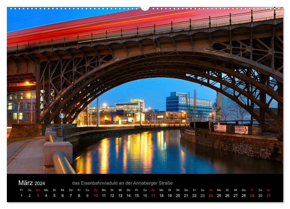 Chemnitz/Sachsen zur blauen Stunde (CALVENDO Wandkalender 2024)