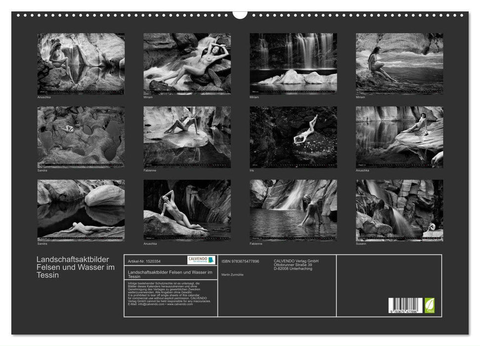 Landschaftsaktfotografie – Felsen und Wasser im Tessin (CALVENDO Wandkalender 2024)