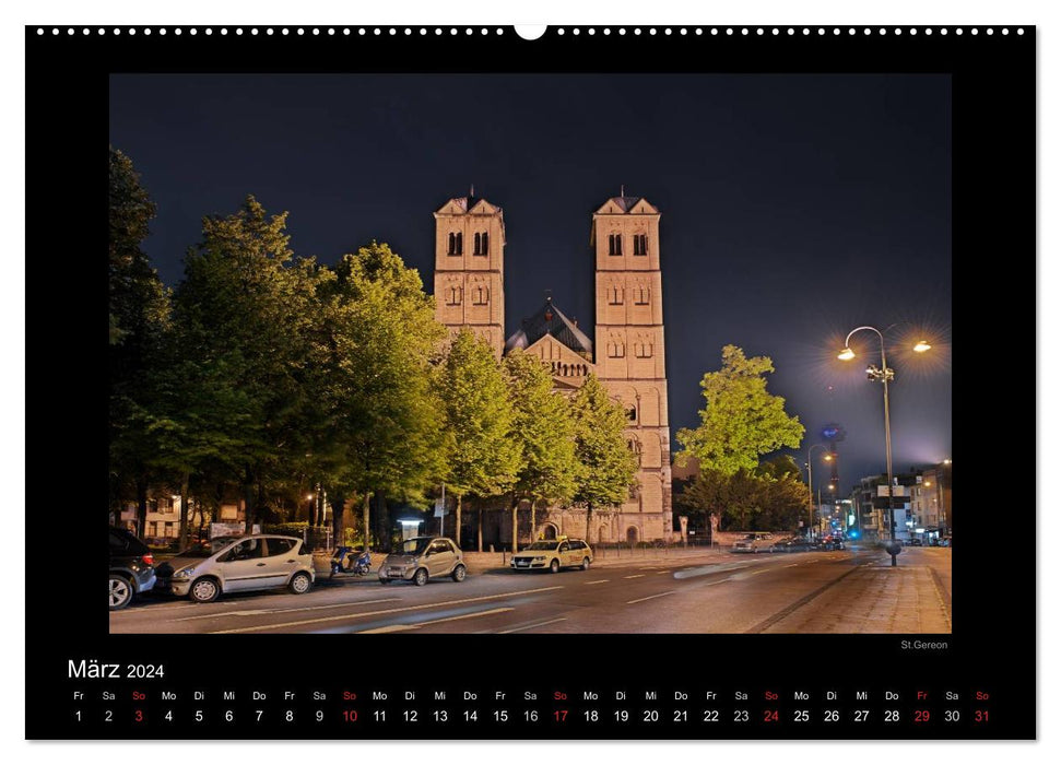 Cologne – Nuit 2024 (Calendrier mural CALVENDO 2024) 