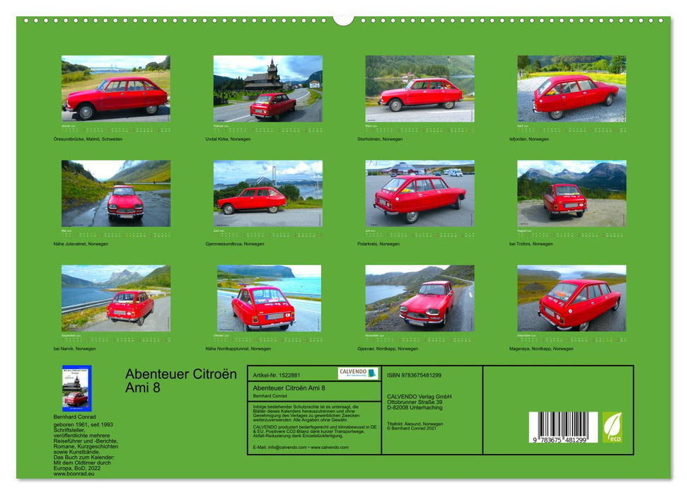 Abenteuer Citroen Ami 8 (CALVENDO Premium Wandkalender 2024)