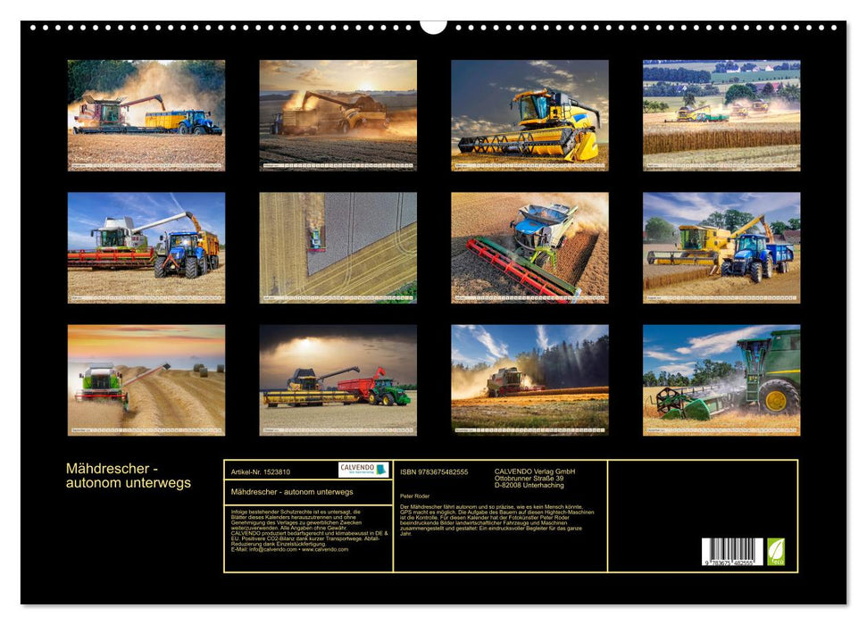 Combine harvester - autonomously on the move (CALVENDO wall calendar 2024) 