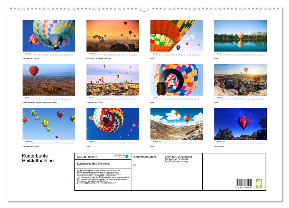 Colorful hot air balloons (CALVENDO wall calendar 2024) 