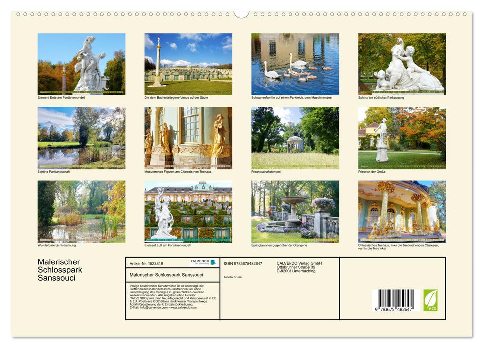 Picturesque Sanssouci Palace Park (CALVENDO Premium Wall Calendar 2024) 