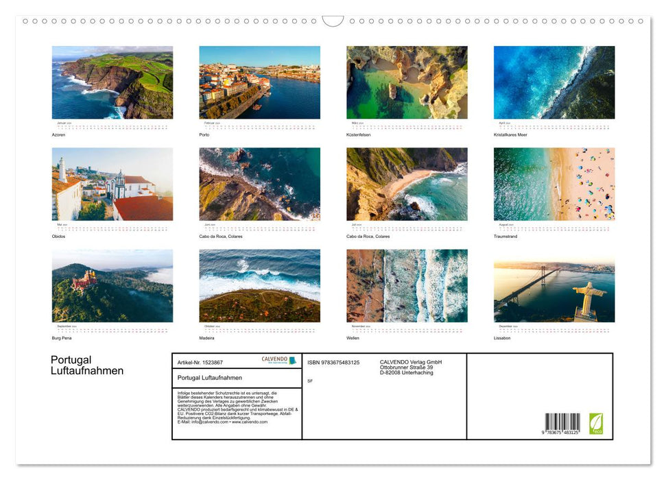 Portugal aerial photos (CALVENDO wall calendar 2024) 