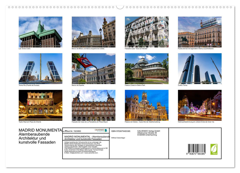 MADRID MONUMENTAL - Breathtaking architecture and artistic facades (CALVENDO Premium Wall Calendar 2024) 