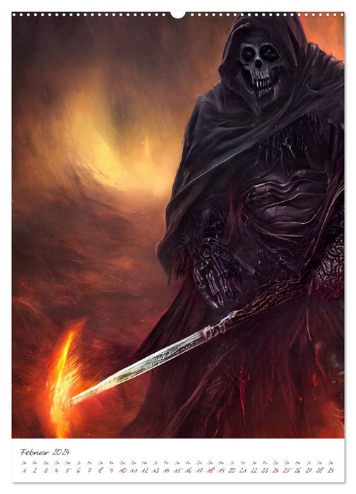 Dark Fantasy Art - Heroes and Monsters (CALVENDO Premium Wall Calendar 2024) 