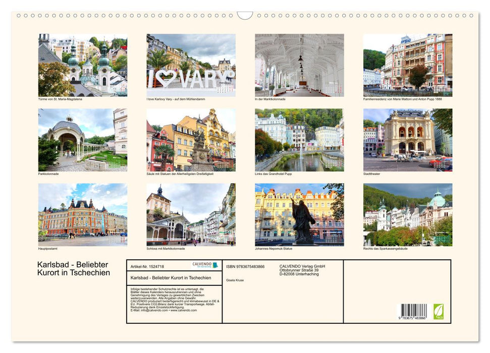 Karlsbad - Beliebter Kurort in Tschechien (CALVENDO Wandkalender 2024)