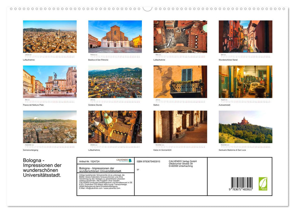 Bologna - Impressionen der wunderschönen Universitätsstadt. (CALVENDO Premium Wandkalender 2024)