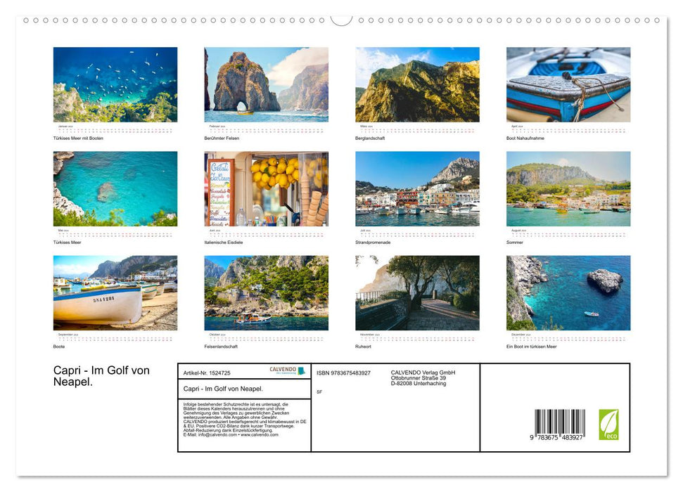 Capri - Im Golf von Neapel. (CALVENDO Premium Wandkalender 2024)