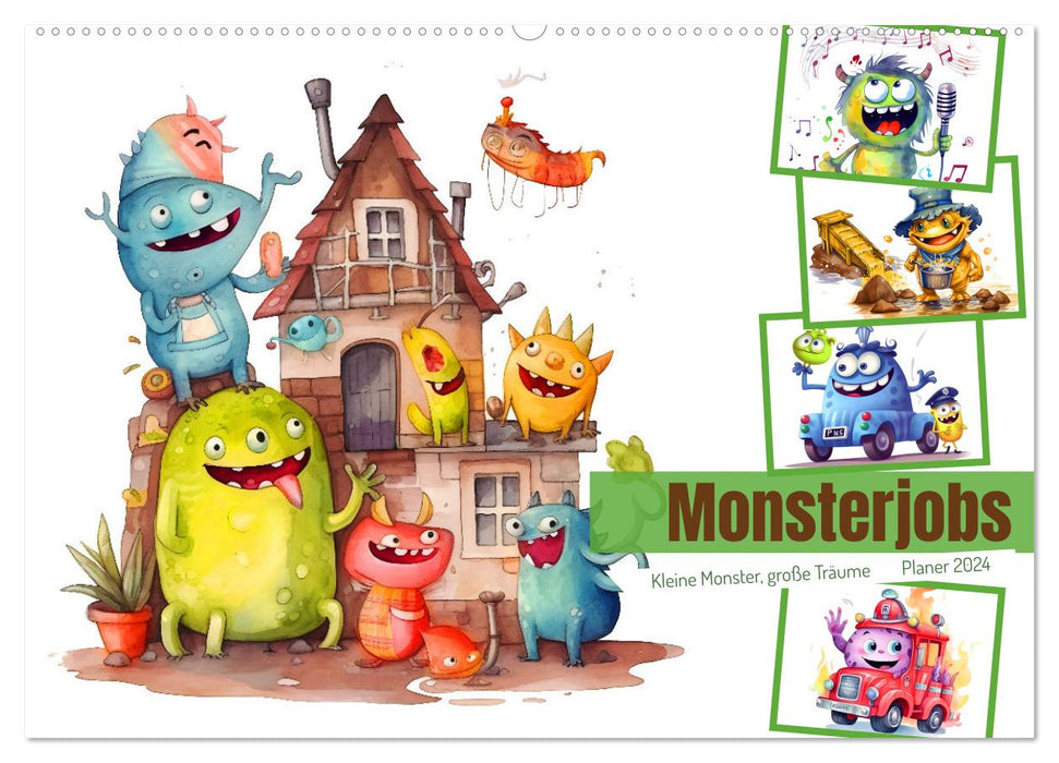Monsterjobs - Kleine Monster, große Träume (CALVENDO Wandkalender 2024)