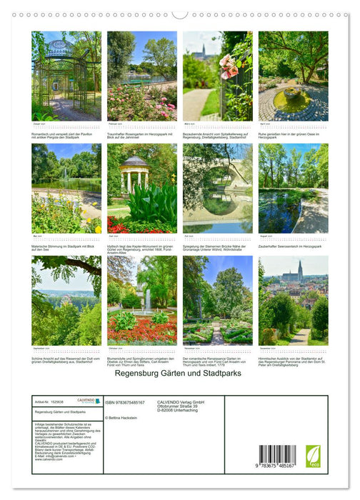 Regensburg Gärten und Stadtparks (CALVENDO Premium Wandkalender 2024)