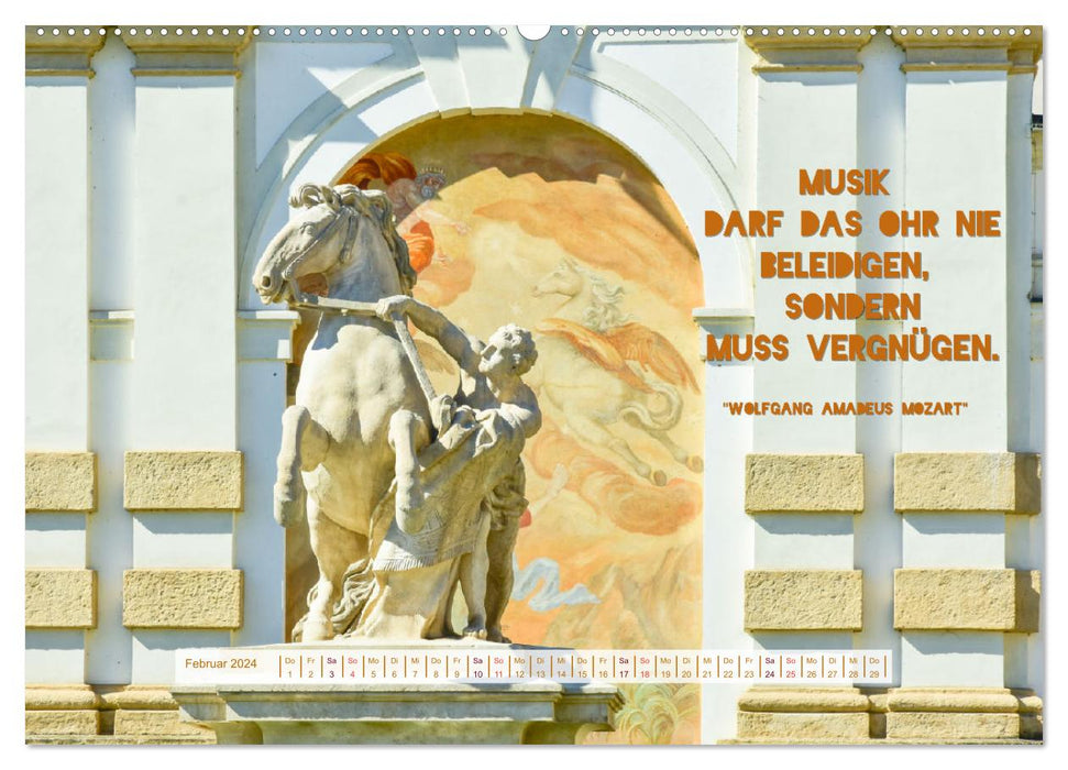 Salzburg, die romantische Stadt mit Zitaten von Wolfgang Amadeus Mozart (CALVENDO Wandkalender 2024)