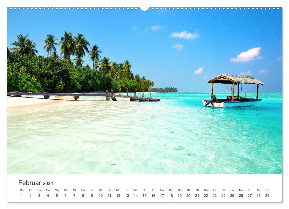 Malediven - Weiße Strände und Türkises Meer. (CALVENDO Premium Wandkalender 2024)