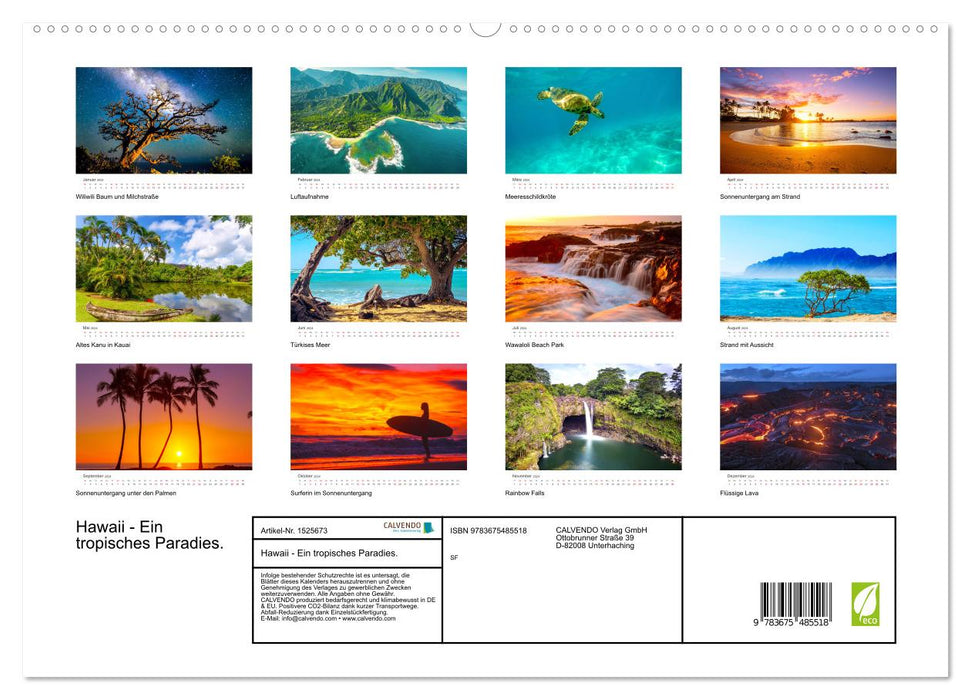 Hawaii - Ein tropisches Paradies. (CALVENDO Premium Wandkalender 2024)