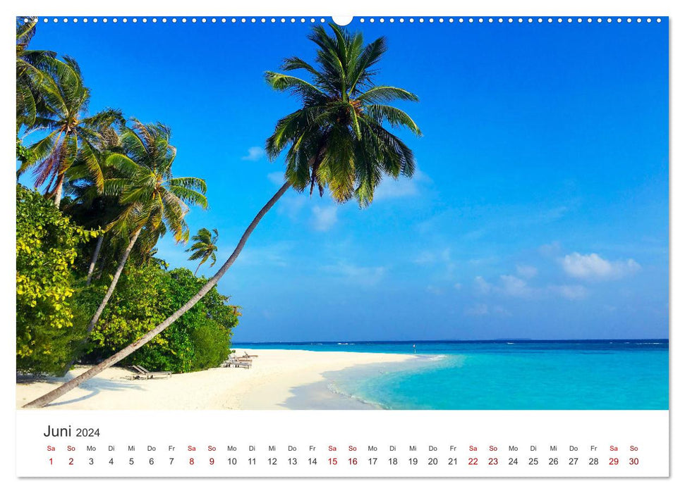 Malediven - Weiße Strände und Türkises Meer. (CALVENDO Wandkalender 2024)