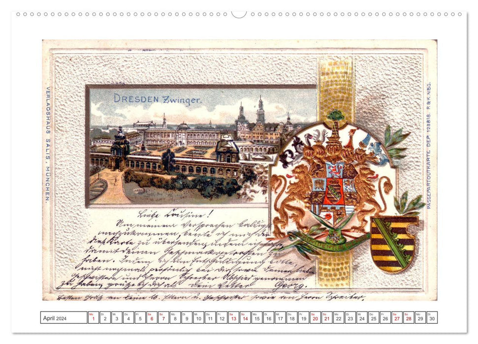 Gruss aus Dresden - Historische Stadtansichten (CALVENDO Premium Wandkalender 2024)