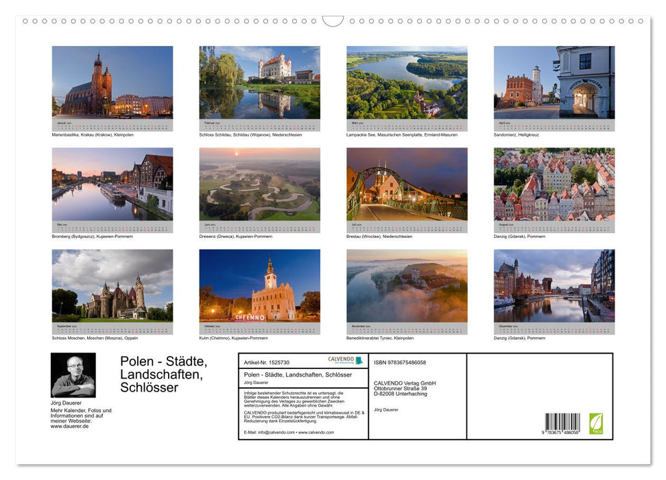 Polen - Städte, Landschaften, Schlösser (CALVENDO Wandkalender 2024)