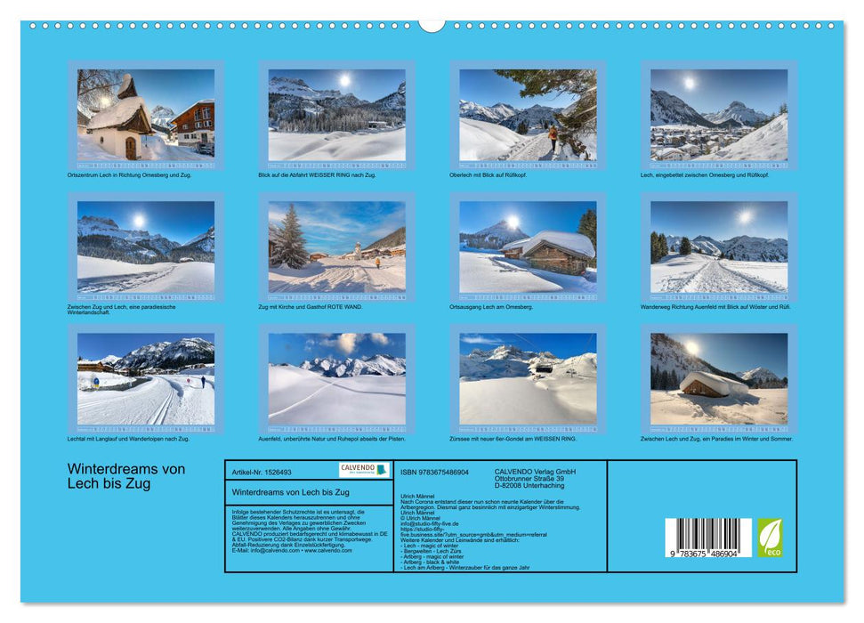 Winterdreams von Lech bis Zug (CALVENDO Premium Wandkalender 2024)