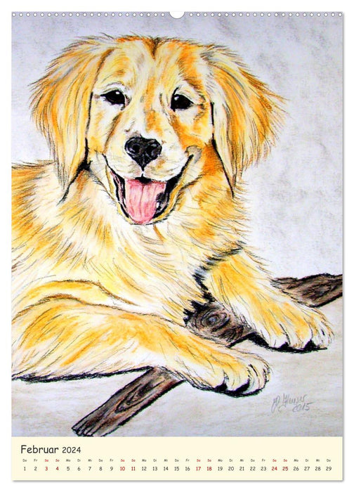 PortraiTierART Dessins d'animaux magiques (Calendrier mural CALVENDO 2024) 