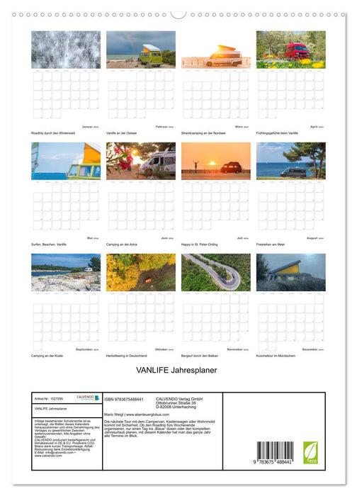 Agenda annuel Vanlife (calendrier mural CALVENDO Premium 2024) 